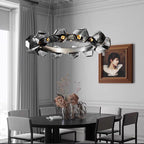 Nordic Minimalist Glass Circle Art Chandelier for Living / dining Room / bedroom