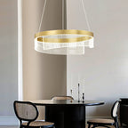 Modern Round Aluminum and Acrylic Chandelier, Designer Recommended Ceiling Light for Living Room Bedroom