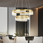 Modern Round Aluminum and Acrylic Chandelier, Designer Recommended Ceiling Light for Living Room Bedroom
