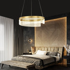 Modern Round Aluminum and Acrylic Chandelier, Designer Recommended Ceiling Light for Living Room Bedroom