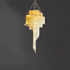 Extra Large Multi-Layered Post-Modern Luxury Metal Chains Chandelier for High-Ceiling Room