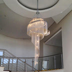 Extra Large Multi-Layered Post-Modern Luxury Metal Chains Chandelier for High-Ceiling Room