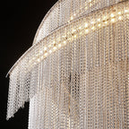 Extra Large Multi-Layered Post-Modern Luxury Metal Chains Chandelier for High-Ceiling Room