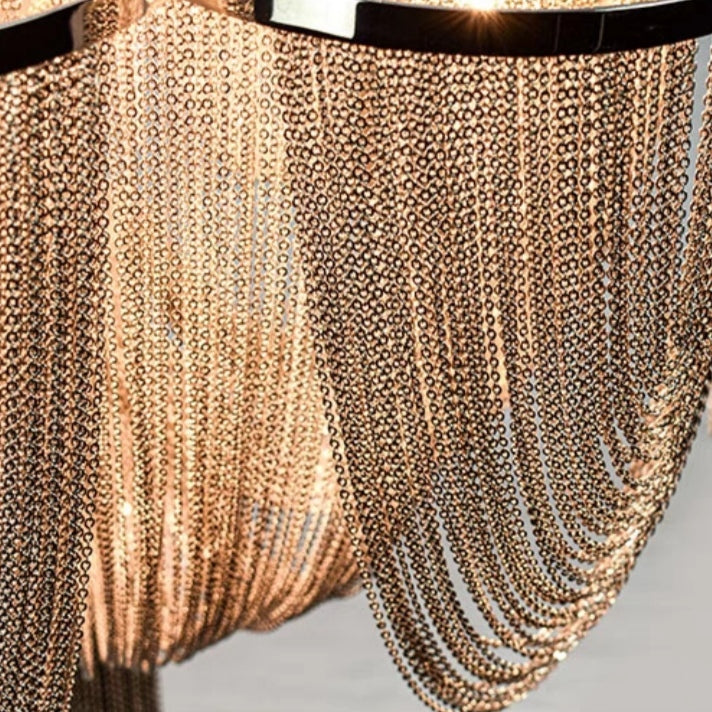 Designer Models Oversized Aluminium Long Tassel Pendant Chendelier for Large Living Room / staircase / villa