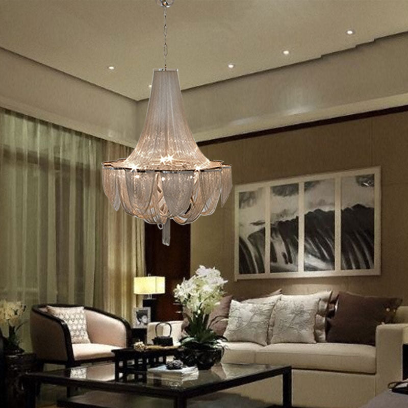 Designer Models Oversized Aluminium Long Tassel Pendant Chendelier for Large Living Room / staircase / villa
