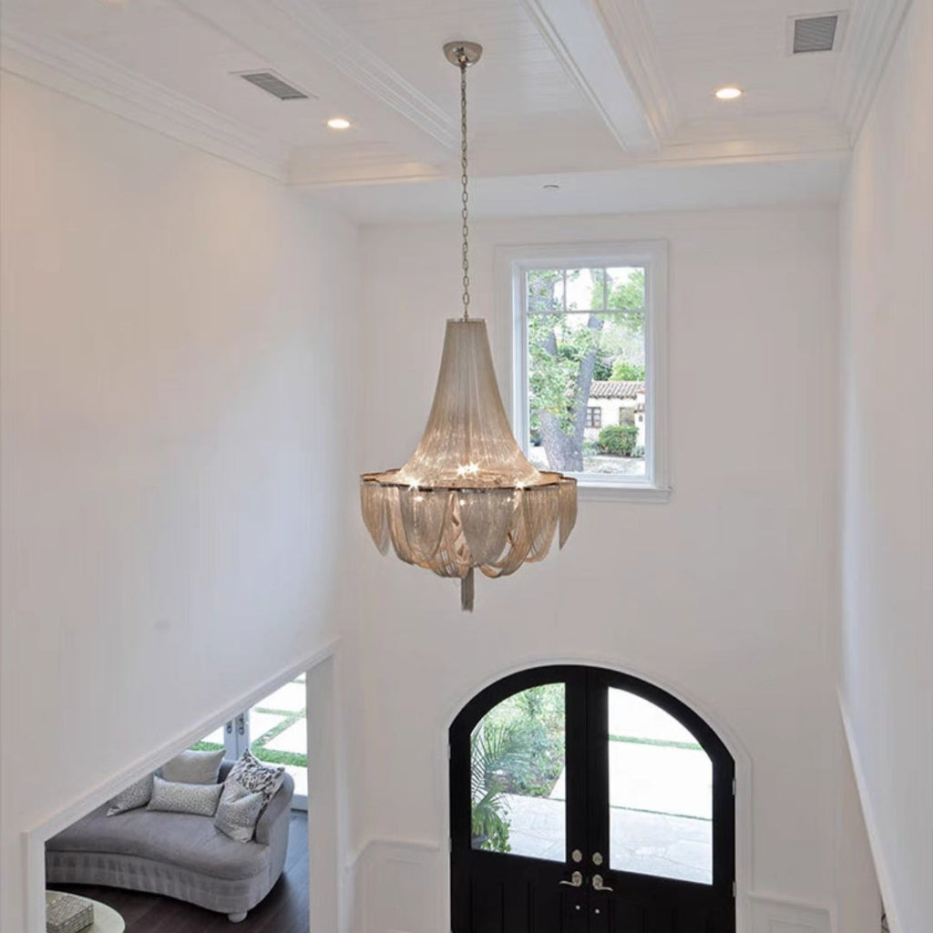 Designer Models Oversized Aluminium Long Tassel Pendant Chendelier for Large Living Room / staircase / villa