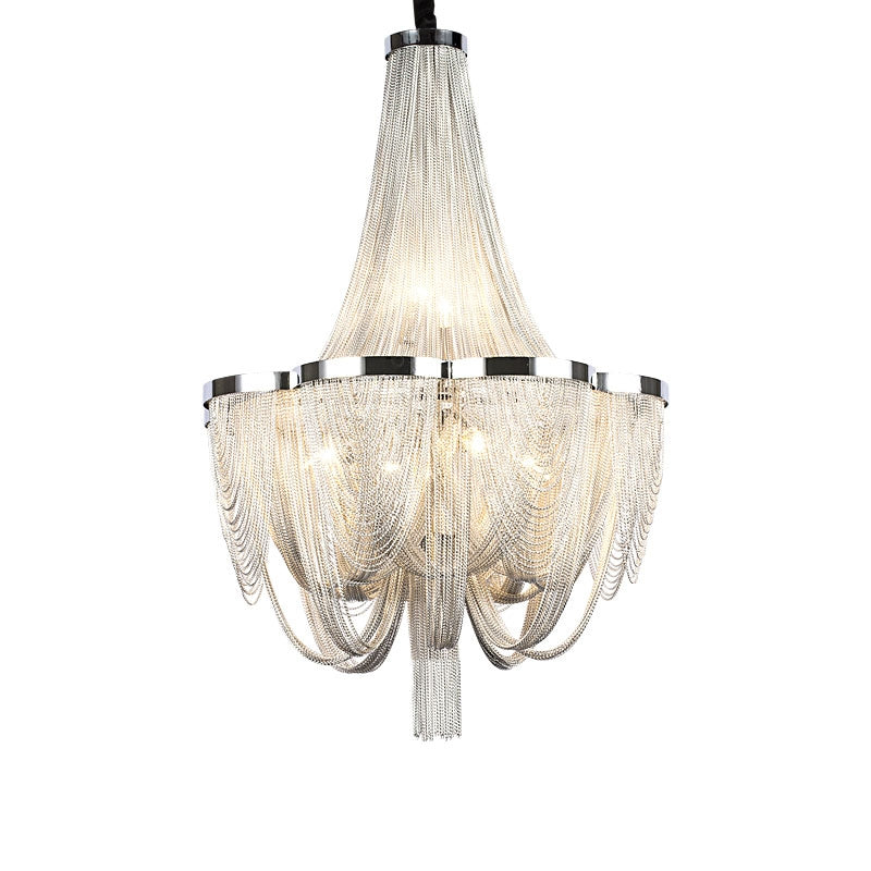 Designer Models Oversized Aluminium Long Tassel Pendant Chendelier for Large Living Room / staircase / villa