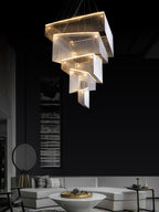 Extra Large Art Multi-Tier Aluminum Chain Tassel Chandelier for High-Ceiling Room