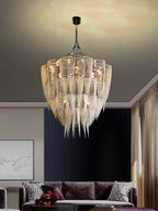 Oversized Modern Aluminium Chain Tassel Pendant Chandelier with Multi-Crafted Finish for Large Living Room