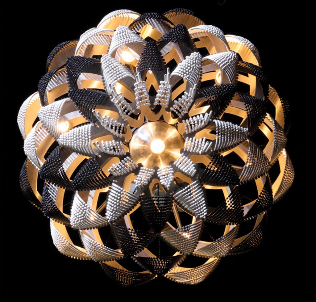 Oversized Modern Aluminium Chain Tassel Pendant Chandelier with Multi-Crafted Finish for Large Living Room