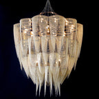 Oversized Modern Aluminium Chain Tassel Pendant Chandelier with Multi-Crafted Finish for Large Living Room