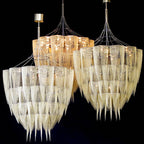 Oversized Modern Aluminium Chain Tassel Pendant Chandelier with Multi-Crafted Finish for Large Living Room