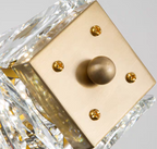 Nordic Light Luxury Rectangular Brass Pendant with K9 Crystal for Dining Room and Kitchen Island