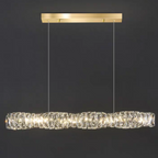 Nordic Light Luxury Rectangular Brass Pendant with K9 Crystal for Dining Room and Kitchen Island