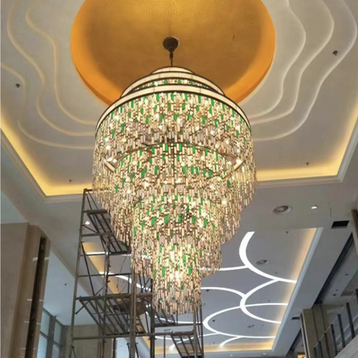 Designer Style Multi-Tier Vintage Colorful Plaid Glass Chandelier for Hallway / living Room / foyer