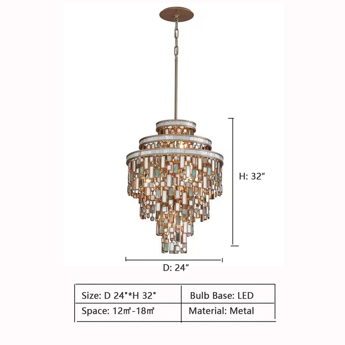 Designer Style Multi-Tier Vintage Colorful Plaid Glass Chandelier for Hallway / living Room / foyer