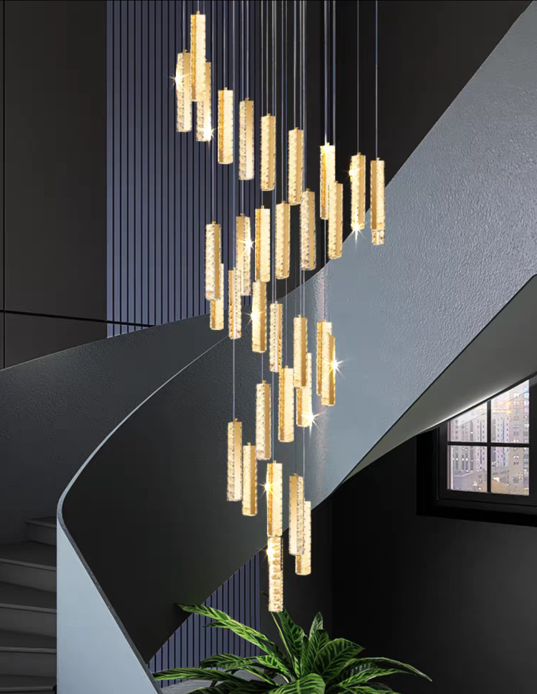 Extra Large Modern Spiral Crystal Ceiling Light Decoration for Staircase / High Ceiling Living Room / Hotel