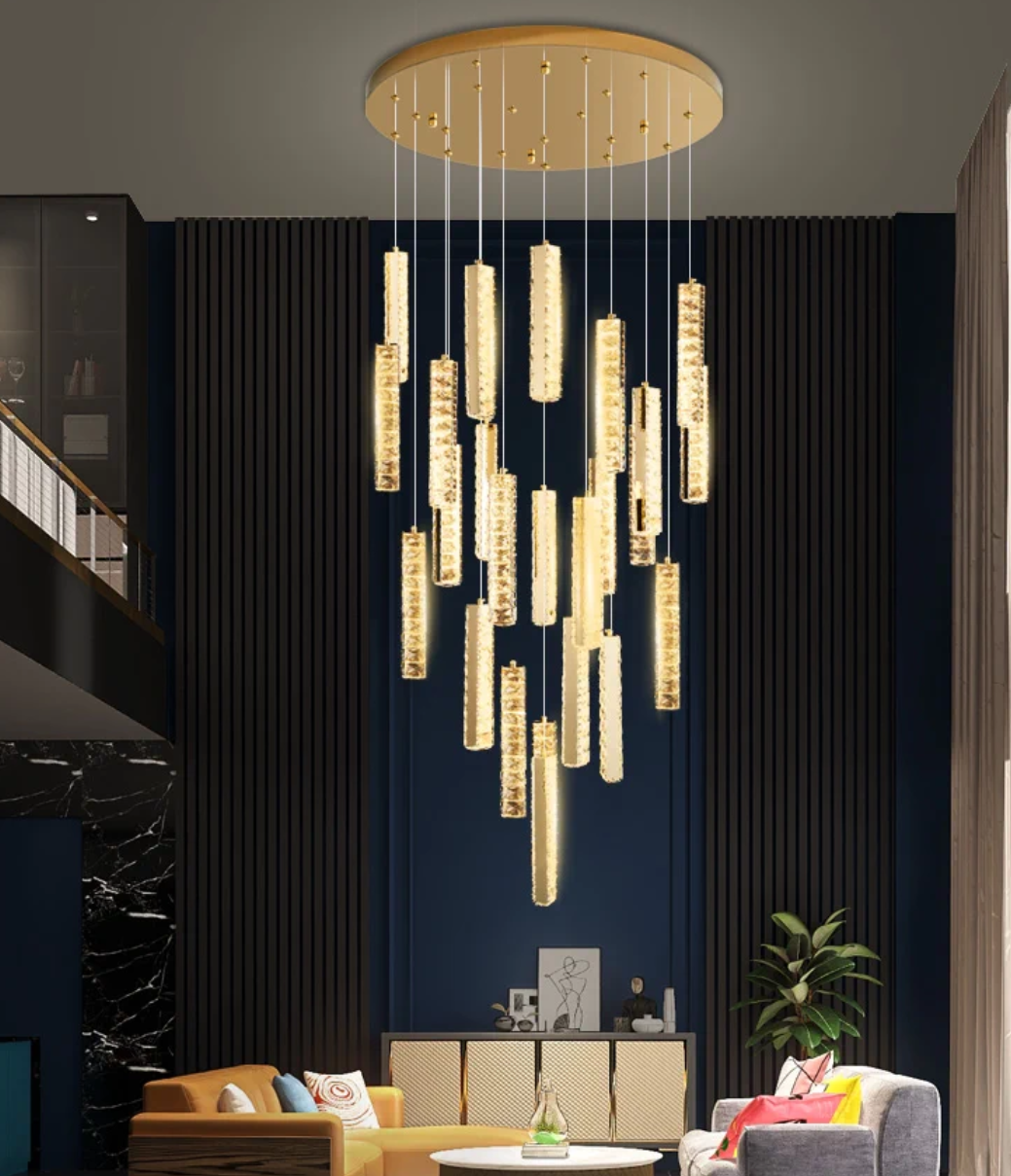 Extra Large Modern Spiral Crystal Ceiling Light Decoration for Staircase / High Ceiling Living Room / Hotel