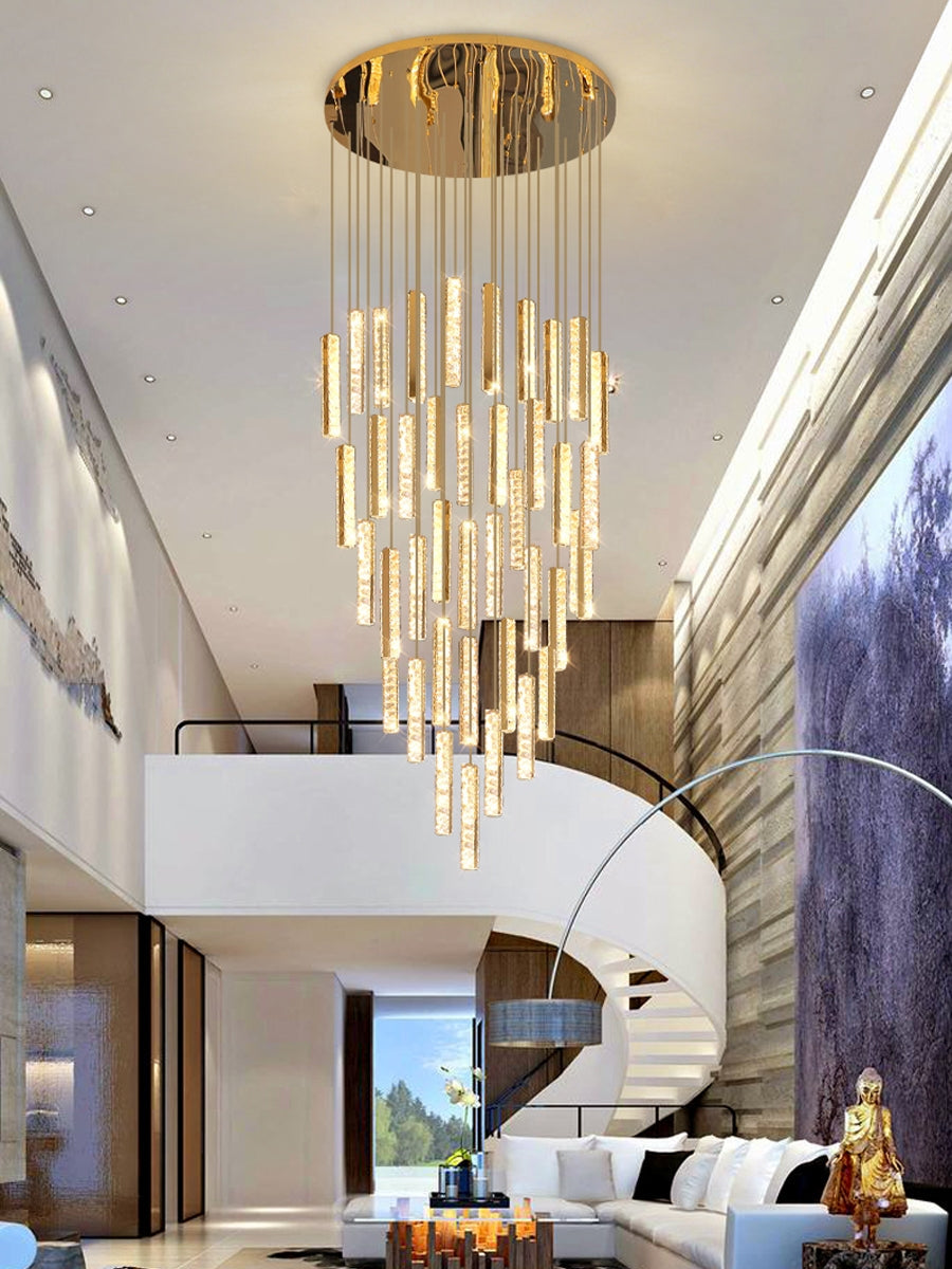 Extra Large Modern Spiral Crystal Ceiling Light Decoration for Staircase / High Ceiling Living Room / Hotel