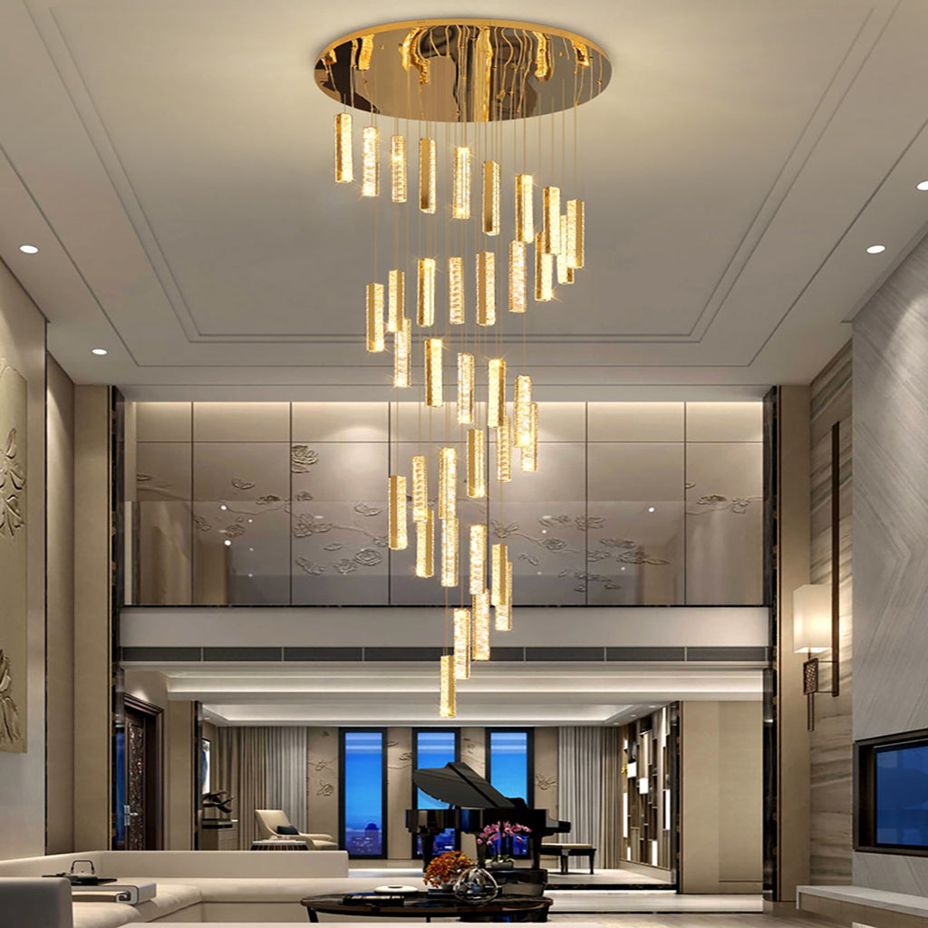 Extra Large Modern Spiral Crystal Ceiling Light Decoration for Staircase / High Ceiling Living Room / Hotel