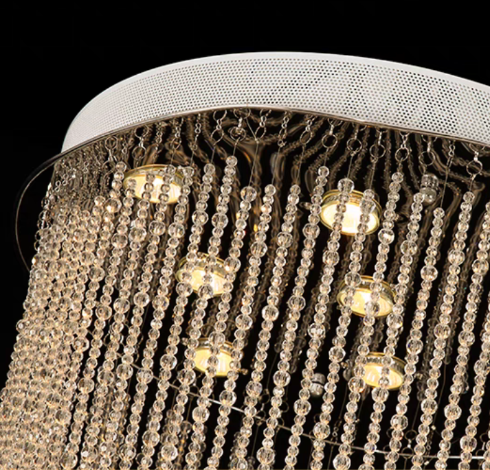 Extra Large Affordable Luxury Tiered Tassel Watefall Crystal Chandelier for Spiral Staircase / villa / hotel