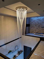 Extra Large Affordable Luxury Tiered Tassel Watefall Crystal Chandelier for Spiral Staircase / villa / hotel