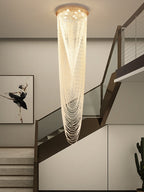 Extra Large Affordable Luxury Tiered Tassel Watefall Crystal Chandelier for Spiral Staircase / villa / hotel