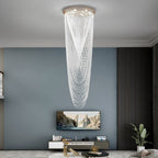 Extra Large Affordable Luxury Tiered Tassel Watefall Crystal Chandelier for Spiral Staircase / villa / hotel