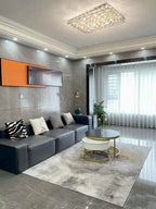 Extra Large Luxury Rectangle Light Flush Mount Crystal Chandelier for Living Room / bedroom