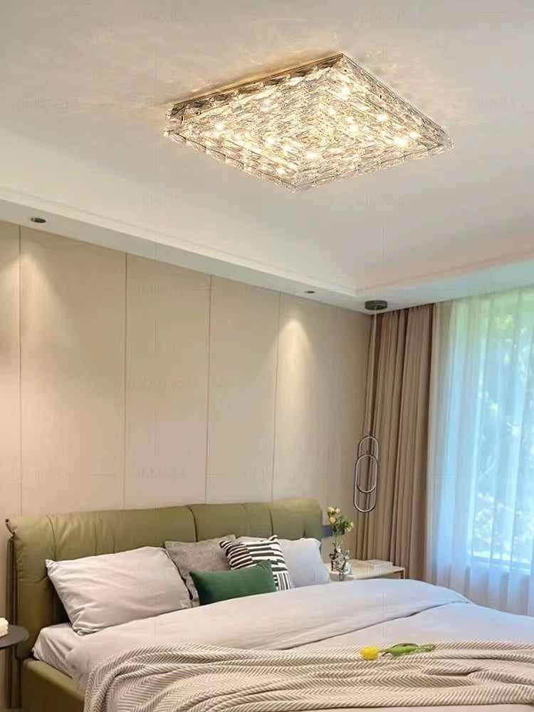 Extra Large Luxury Rectangle Light Flush Mount Crystal Chandelier for Living Room / bedroom