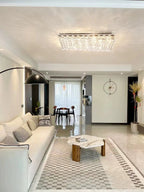 Extra Large Luxury Rectangle Light Flush Mount Crystal Chandelier for Living Room / bedroom
