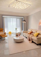 Extra Large Luxury Rectangle Light Flush Mount Crystal Chandelier for Living Room / bedroom