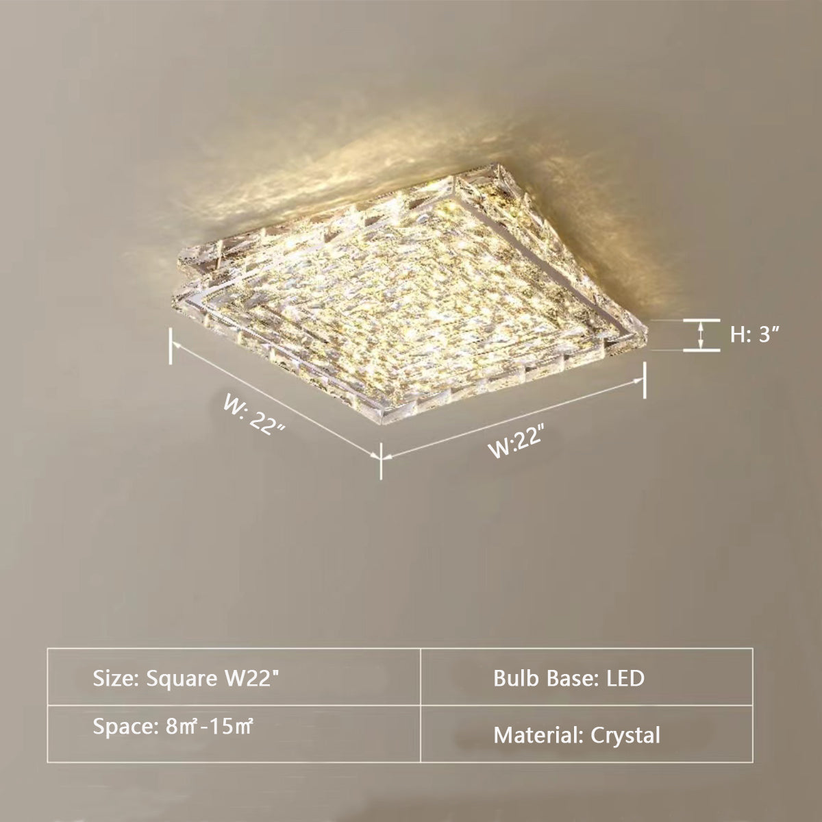 Extra Large Luxury Rectangle Light Flush Mount Crystal Chandelier for Living Room / bedroom