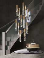 Extra Large Modern K9 Crystal Rod Pendant Long Chandelier for Staircase / living Room / foyer