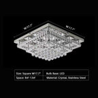 Extra Large Two Layers Rectangle Crystal Flush Mount Chandelier for Living Room / bedroom