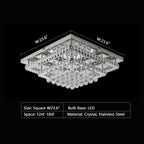 Extra Large Two Layers Rectangle Crystal Flush Mount Chandelier for Living Room / bedroom