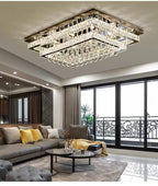 Extra Large Two Layers Rectangle Crystal Flush Mount Chandelier for Living Room / bedroom