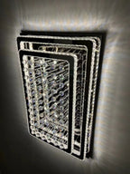Extra Large Two Layers Rectangle Crystal Flush Mount Chandelier for Living Room / bedroom
