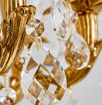 Baroque Luxury Full Copper Crystal Pendent Candle Chandelier for Entryway / foyer / dining Room