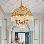 Baroque Luxury Full Copper Crystal Pendent Candle Chandelier for Entryway / foyer / dining Room