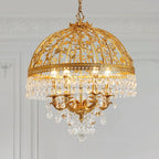 Baroque Luxury Full Copper Crystal Pendent Candle Chandelier for Entryway / foyer / dining Room
