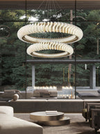 Extra Large Tiers Modern Stainless Steel Ring Chandelier for Living Room / foyer / big Entrys
