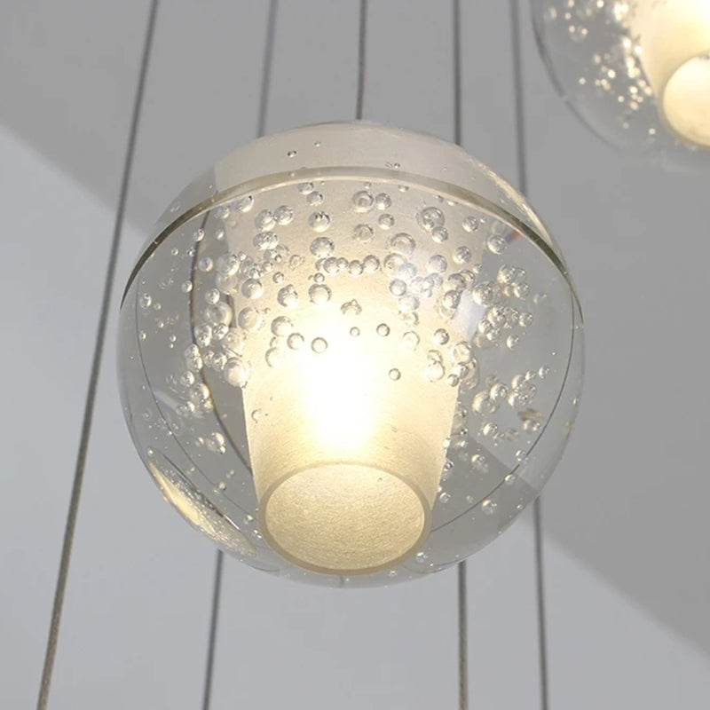 Oversized Nordic Art Round Air Bubbles Pendant Chandelier for Stairs / spiral Staircase / hotel