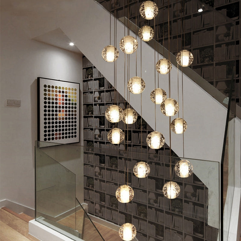 Oversized Nordic Art Round Air Bubbles Pendant Chandelier for Stairs / spiral Staircase / hotel