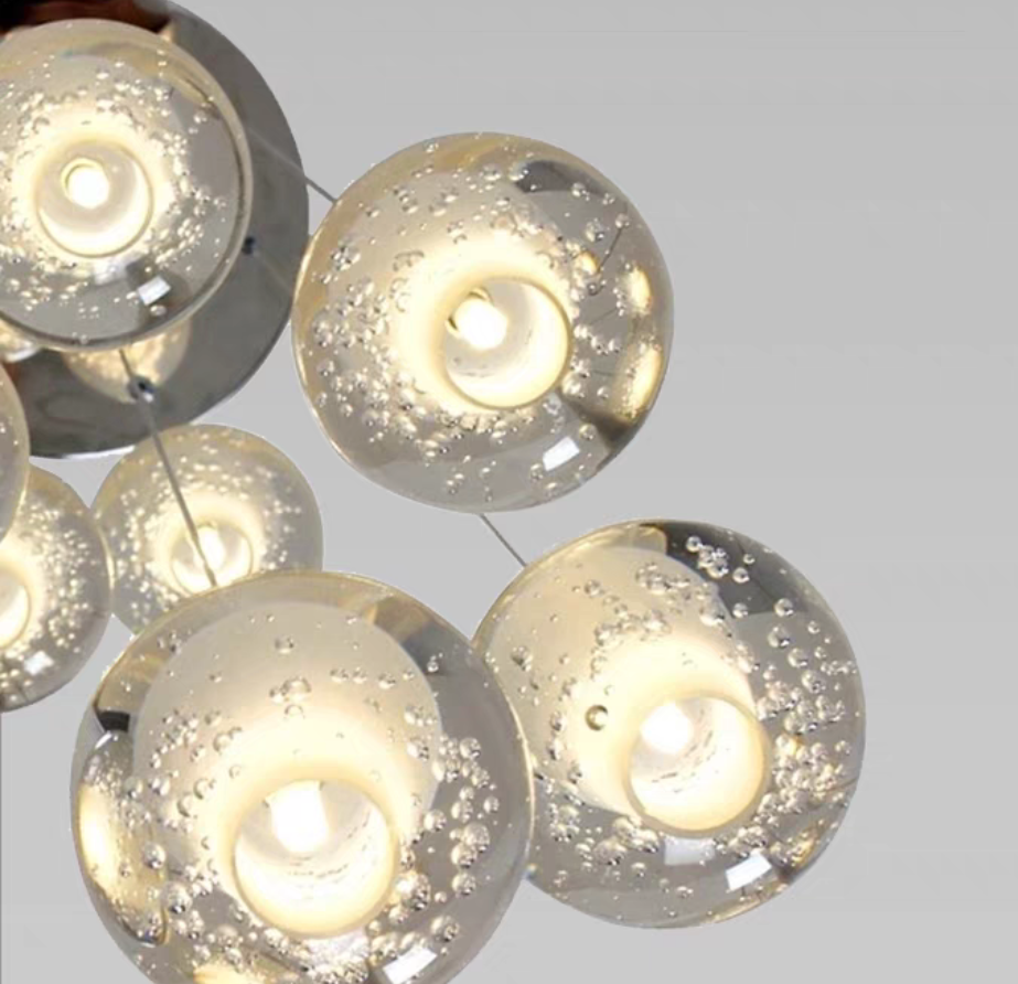 Oversized Nordic Art Round Air Bubbles Pendant Chandelier for Stairs / spiral Staircase / hotel