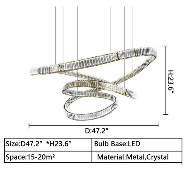 Crystal Chandelier Pendant Light with K9 Crystals and Stainless Steel Chain for Restaurant and Living Room