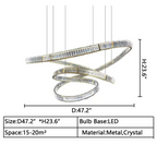 Crystal Chandelier Pendant Light with K9 Crystals and Stainless Steel Chain for Restaurant and Living Room