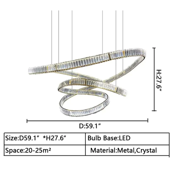 Crystal Chandelier Pendant Light with K9 Crystals and Stainless Steel Chain for Restaurant and Living Room