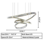 Crystal Chandelier Pendant Light with K9 Crystals and Stainless Steel Chain for Restaurant and Living Room