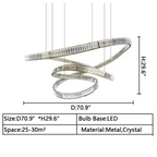 Crystal Chandelier Pendant Light with K9 Crystals and Stainless Steel Chain for Restaurant and Living Room
